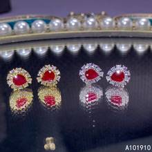 Brincos com pedras preciosas naturais de rubi, brincos de botão magnéticos embutidos em prata esterlina 925 para mulheres, suporte para detecção da moda 2024 - compre barato