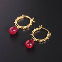 DAIMI Plain Water Drop Ruby Earrings Women's Genuine Gemstones 925 Sterling Silver Color Earrings Customization 2024 - buy cheap
