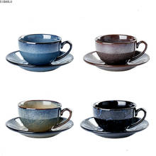 Taza de café pequeña y lujosa flor europea, platillos de vidrio conciso para el hogar, taza de café de cerámica, té negro, 250ml 2024 - compra barato