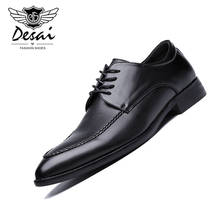 DESAI Oxfords Leather Men Shoes Fashion Casual Pointed Top Formal Business Male Casual Shoes Men Dress Flats Wholesales 2024 - buy cheap