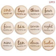 12 Pcs/set Baby Monthly Milestone Wooden Card Infants Newborn Growth Album Photography Props Kids Newborn Shower Gifts 2024 - buy cheap