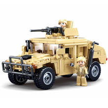 SLUBAN Hummered Jeeped H1 Military Army Assault Car Vehicle Building Bricks Classic Moc Blocks Soldiers Figures Toys Boys Gift 2024 - buy cheap