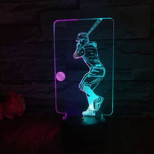 Creativo jugador de béisbol LED 3d lámpara colorida Visual usb táctil noche luz atmósfera lámpara de mesa regalo de Navidad para niños 2024 - compra barato