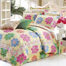 3Pcs 100%Cotton Quilted Queen size Bedspread with Pillow shams Floral printed Colorful Coverlet Bed cover set Soft Bedspread 2024 - buy cheap