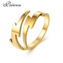 Lightning symbol Ring Stainless Steel Gold Silver Color Men Women Rings Adjustable Couple Wedding Band Male Female Open Rings 2024 - buy cheap