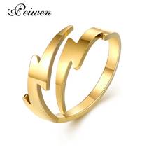 Anillo con símbolo de rayo para hombre y mujer, sortija de acero inoxidable, Color dorado y plateado, ajustable, para pareja, boda, abierto 2024 - compra barato