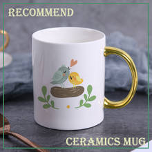 Bonito animal caneca de cerâmica o canto canecas pássaro criativo pintados à mão canecas café chá leite café da manhã copos presentes agradáveis KTDW-070 2024 - compre barato