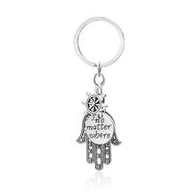 Hand of Fatima No Matter Where Keychain Gift Bag Jewelry Accessory Key Ring 2024 - buy cheap
