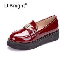 Plus Size 33-43 Women Flat Platform Loafers Fashion Crystal Oxfords Shoes For Woman Patent Leather Casual Creepers Ladies Shoes 2024 - buy cheap