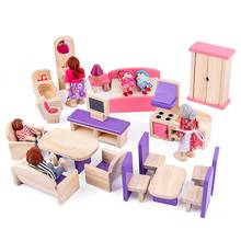 Casa de juegos en miniatura para niñas, juguete educativo de muebles de madera, juego de simulación 2024 - compra barato