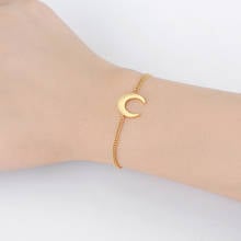 Pulseira com pingente de lua, de aço inoxidável, pulseira de corrente com cor prateada/ouro/ouro rosado, presente para dia dos namorados 2024 - compre barato