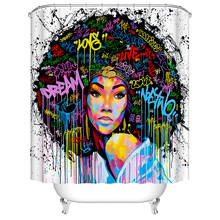 Художественный дизайн Граффити искусство хип-хоп африканская занавеска для душа для девочек ванная занавеска для душа Frabic водонепроницаемый полиэстер с крючками 2024 - купить недорого