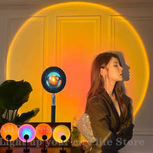 Lámpara de proyección de atardecer, luz de noche Led de ambiente arcoíris para decoración de pared de fondo de café de dormitorio en casa, USB, 2021 2024 - compra barato