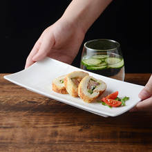 Prato retangular criativo de asa de frango, prato de sushi japonês puro branco, para uso doméstico, placa de cerâmica de peixe, prato de lanche, raso d 2024 - compre barato