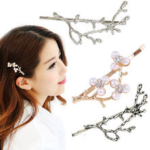 Vintage Gold Silver Tree Hair Clips Girls Alloy Pearl Hairpins Fashion Hairgrips Lady Elegance Metal Hair Accessories For Women 2024 - buy cheap