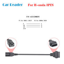 3PIN к 16PIN свинцовый кабель для Honda 3 PIN Авто кабель диагностический инструмент OBD OBD2 автомобильный разъем диагностического кабеля obd к obd2 2024 - купить недорого