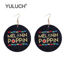 YULUCH Ethnic Round Wood Dangle Earrings Fashion Jewelry Women Printed Printings African Style Big Drop Earrings For Women Party 2024 - buy cheap