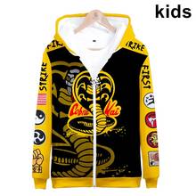 Sudadera con capucha de chico de 3 a 14 años, suéter con cremallera 3D de Cobra Kai, chico de Karate, chaqueta kawaii divertida para adolescente 2024 - compra barato