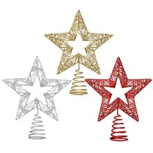 Chirstmas Tree Topper Star Gold Silver Red Tree Top Star Christmas Ornaments New Year Natal Gifts Decor Xmas Supplies 2024 - buy cheap