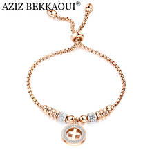 AZIZ BEKKAOUI Luxury Rose Gold Cross Pandent Bracelet For Women Fashion Adjustable Crystal Bracelet Romantic Jewelry Gift 2024 - buy cheap