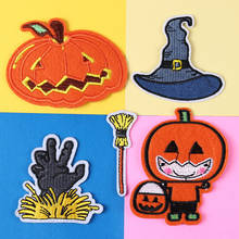 Halloween Pumpkin Magic Broom Magic Hat Embroidered Evil pumpkin man Patches Iron on Clothes Diy Garment Stickers Badge 2024 - buy cheap