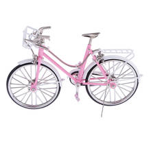 1/10 миниатюрный металлический велосипед, садовый стиль, велосипед, игрушки для мальчиков и девочек, креативный игровой подарок, кукольный домик, сказочные садовые аксессуары, розовый цвет 2024 - купить недорого