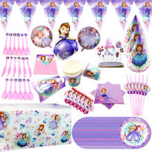 Cute Cartoon Sofia Princess Disposable Paper Cup Plates Napkins Banner Tablecloth Baby Shower Birthday Party Decoration Supplies 2024 - buy cheap