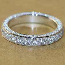Anel de noivado de zircão redondo bonito do amor da cor de prata do anel fino feminino minimalista da pedra de cristal 2024 - compre barato