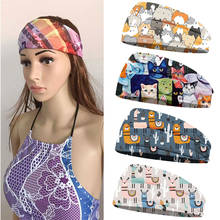 Cartoon alpaca / Cat Print Headband Cute Dog Kitten Headwrap Headwear Hair  Women Hair Head Band Elastic Turban 2024 - buy cheap