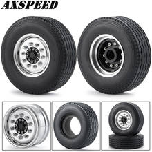 AXSPEED 1:14 Tamiya Front Wheel Rims and Rubber Tires Kit for 1/14 Tamiya Trailer Tractor Truck RC Climbing Car Upgrade Parts 2024 - buy cheap