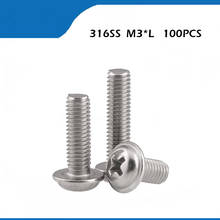 Free shipping M3*8/10/12/16/20/25mm 316Stainless Steel Round Pan Cross Phillips Head With Washer Pad Computer Screw Bolt 2024 - buy cheap