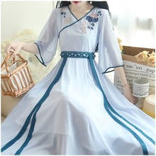 Hanfu-vestido chino tradicional, traje Floral bordado, danza folclórica, fotografía, trajes de princesa de hadas 2024 - compra barato