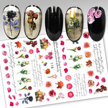 Adesivo 3d para unhas com deslizador de folhas e flores, decoração de unhas, decalque adesivo de design fofo para manicure 2024 - compre barato