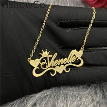 VishowCo Custom Name Necklace Personalized Stainless Steel Gold Choker Heart Crown Pendants Nameplate Necklace Jewelry 2024 - buy cheap