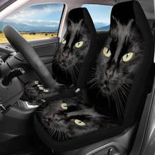 INSTANTARTS полный комплект из 2 чехлов на передние сиденья автомобиля животные кошка черная прочная воздушная подушка удобный чехол защитный коврик аксессуары для подушек 2024 - купить недорого