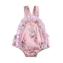 2021 0-24M Cute Baby Girl Romper Cartoon Bunny Print Ruffle Sleeveless Button Layered Backless Playsuit Jumpsuit One Piece 2024 - buy cheap