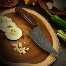 Нож для мясника Sowoll, из нержавеющей стали 5,5 дюйма, с моющим камнем, кованый узор, маленький нож мясника, уличный инструмент для приготовления пищи, барбекю 2024 - купить недорого