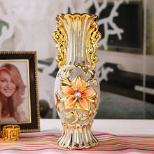 Jarrón de porcelana europeo chapado en oro, florero de cerámica avanzado Vintage para habitación, estudio, pasillo, decoración del hogar y boda 2024 - compra barato