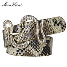 Maikun Belts for Women Snake Shape Pin Buckle Belt High Quality Leather Women Belt PU Waistband 2024 - buy cheap