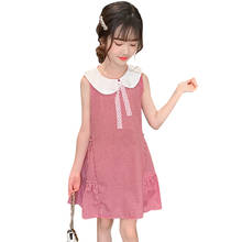 Meninas vestido xadrez padrão para meninas vestidos de renda vestido para crianças roupas de verão para meninas 6 8 10 12 14 2024 - compre barato
