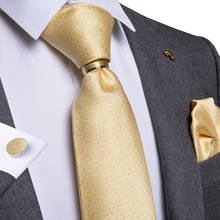 DiBanGu-Corbata de boda para hombre, corbata de seda de color liso y amarillo, pañuelo de fiesta, mancuernas, anillo, corbata, JZ02-7024 2024 - compra barato