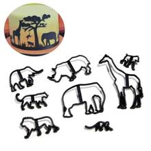 8PCS Animal Cookie Cutter Plastic Elephant Lion Giraffe Leopard Fondant Cutter Safari Silhouette Cake Mold Cake Decorating Tools 2024 - buy cheap