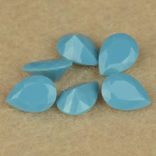 Miçangas de vidro sintético 5a, cores azul turquesa 2x13x18mm, formato de pera, corte em forma de lágrima, gemas de vidro soltas para laboratório, joias, venda 2024 - compre barato
