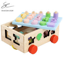 Juego de bloques de construcción Montessori de madera para niños, juguete de aprendizaje cognitivo con formas geométricas, juguetes clásicos para niños 2024 - compra barato