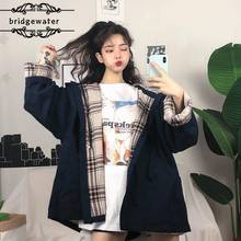 BRIDGEWATER Jackets Women's Spring And Autumn Hooded Plaid Loose Wild BF Korean Retro Student Ins Cropped Windbreaker 2024 - buy cheap