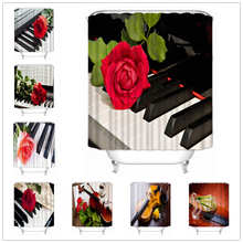 Musife personalizado de alta qualidade piano flor cortina chuveiro banheiro à prova dwaterproof água poliéster tecido cortina do banheiro 2024 - compre barato