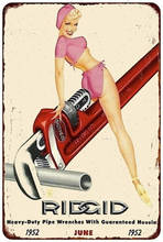 Ridgid Pinup Vintage Look Reproduction Tin Sign Metal Sign Metal Decor Wall Poster Wall Decor(Visit Our Store, More Products!!!) 2024 - buy cheap