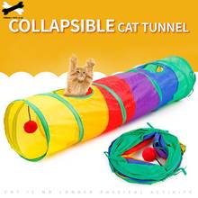 Juguete divertido para gatos, túnel arcoíris con 2 agujeros, cueva de gatito, tubo de conejo, juguetes a granel, juego mental, productos para mascotas 2024 - compra barato