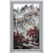 Everlasting Love Autumn Mountains And Red Trees Chinese Cross Stitch Kits  Ecological Cotton Stamped 11 CT Christmas Decorations 2024 - buy cheap