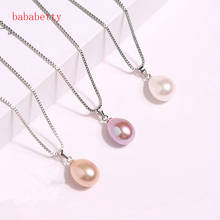 Fashion Natural 10X12mm AAA white pink purple pearl pendant Necklaces Tibetan silver  chain 2024 - buy cheap